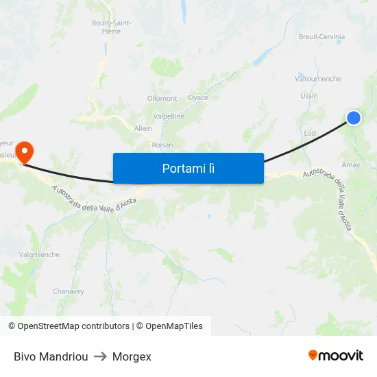 Bivo Mandriou to Morgex map