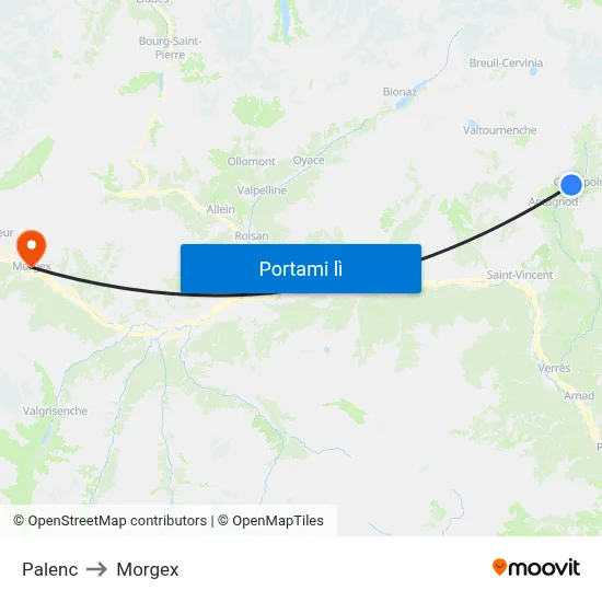 Palenc to Morgex map