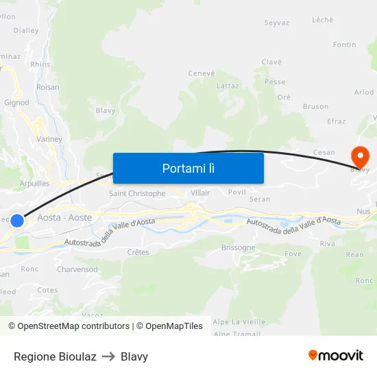Regione Bioulaz to Blavy map