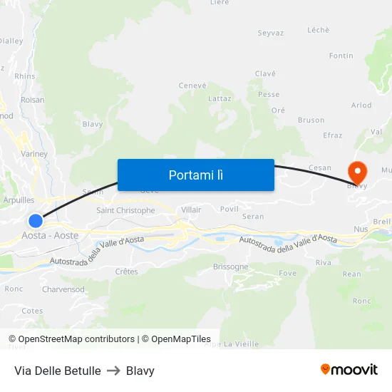 Via Delle Betulle to Blavy map