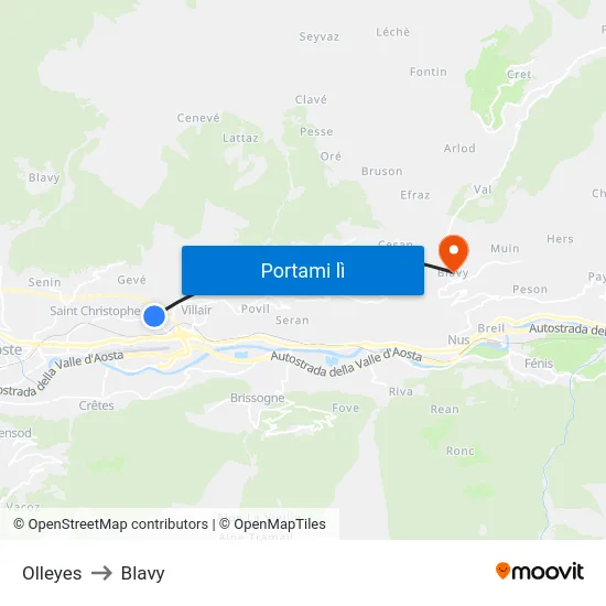 Olleyes to Blavy map