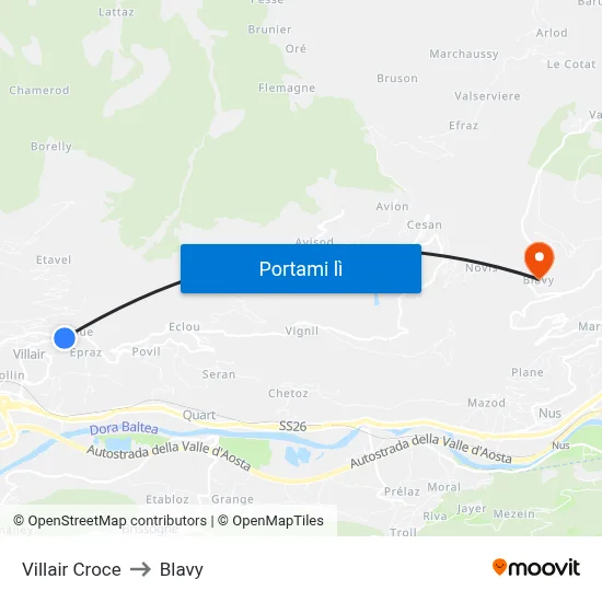 Villair Croce to Blavy map