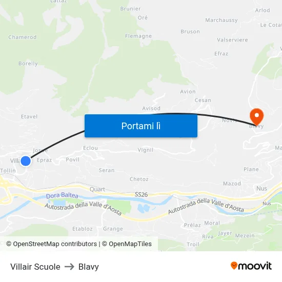 Villair Scuole to Blavy map
