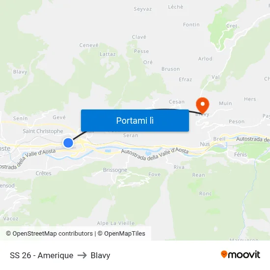 SS 26 - Amerique to Blavy map