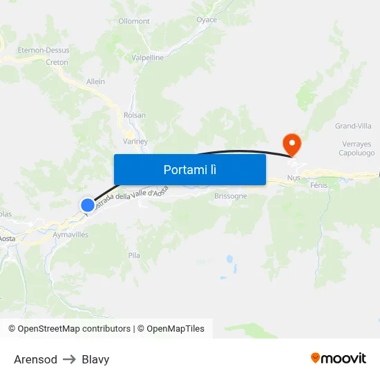 Arensod to Blavy map