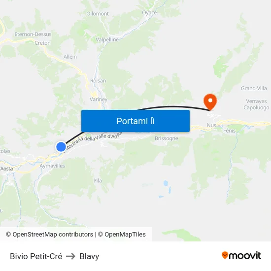 Bivio Petit-Cré to Blavy map