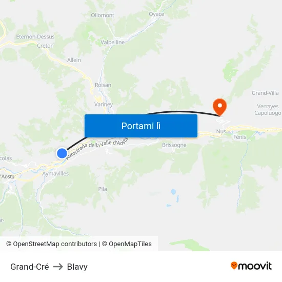 Grand-Cré to Blavy map