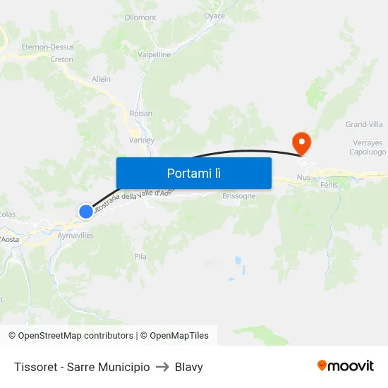 Tissoret - Sarre Municipio to Blavy map