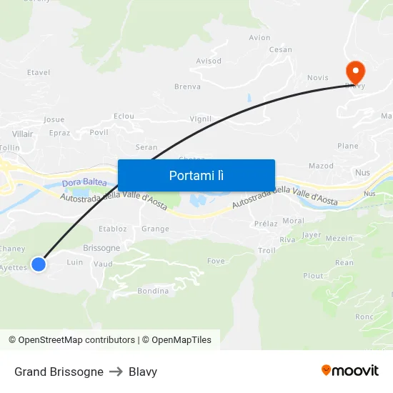 Grand Brissogne to Blavy map