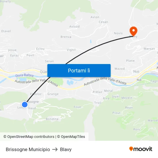 Brissogne Municipio to Blavy map