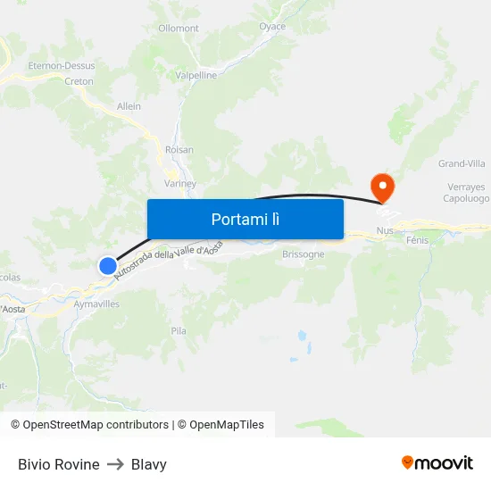 Bivio Rovine to Blavy map