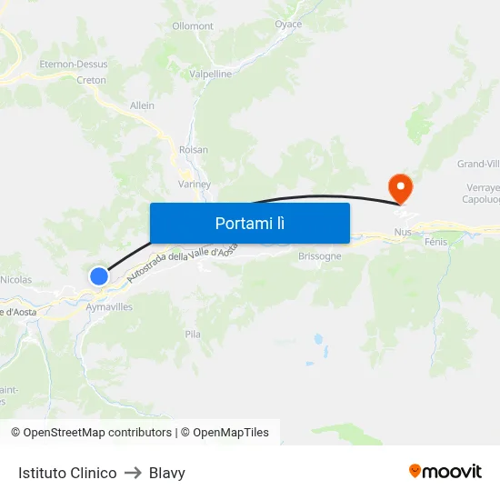 Istituto Clinico to Blavy map