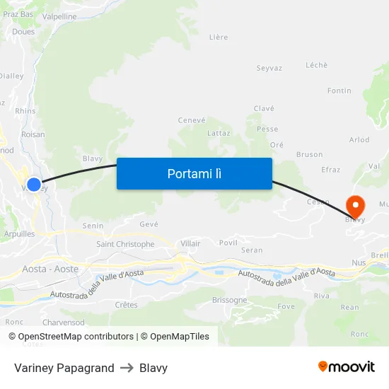 Variney Papagrand to Blavy map