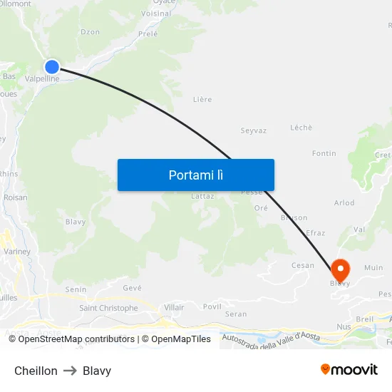 Cheillon to Blavy map