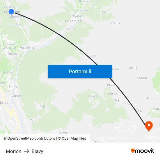 Morion to Blavy map