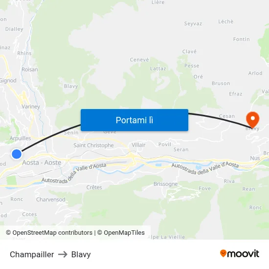 Champailler to Blavy map