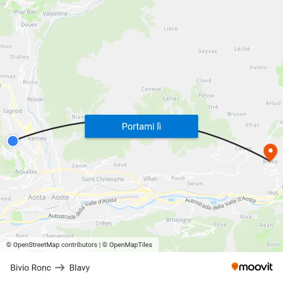 Bivio Ronc to Blavy map