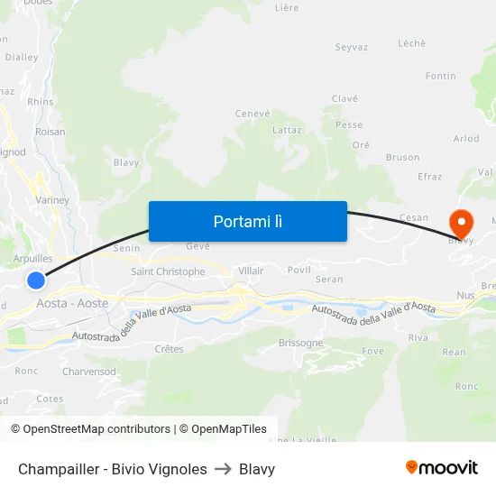 Champailler - Bivio Vignoles to Blavy map