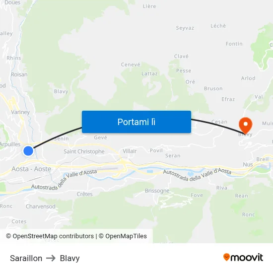 Saraillon to Blavy map