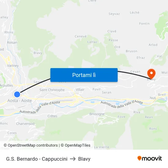 G.S. Bernardo - Cappuccini to Blavy map