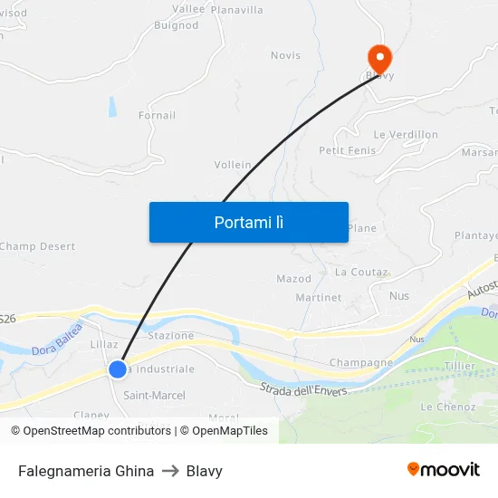 Falegnameria Ghina to Blavy map