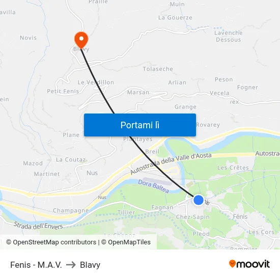 Fenis - M.A.V. to Blavy map