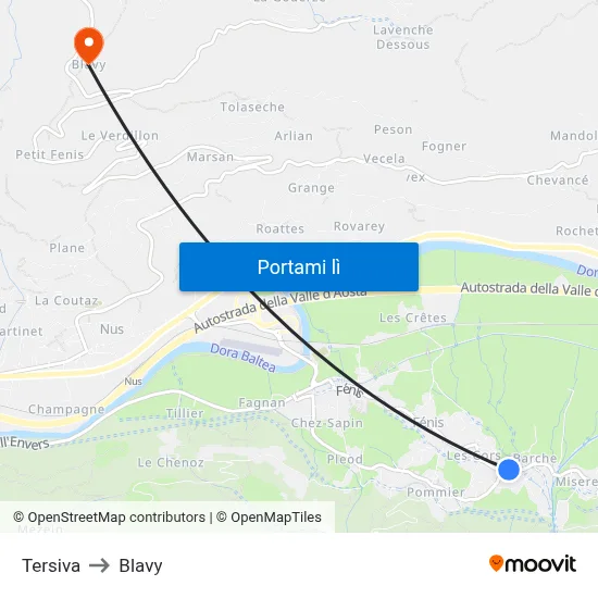 Tersiva to Blavy map