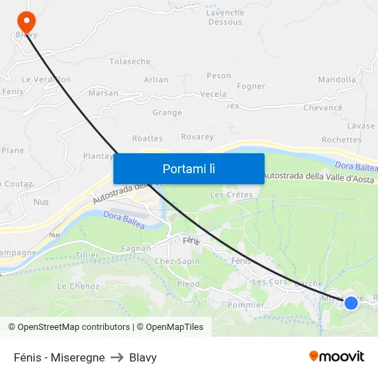 Fénis - Miseregne to Blavy map
