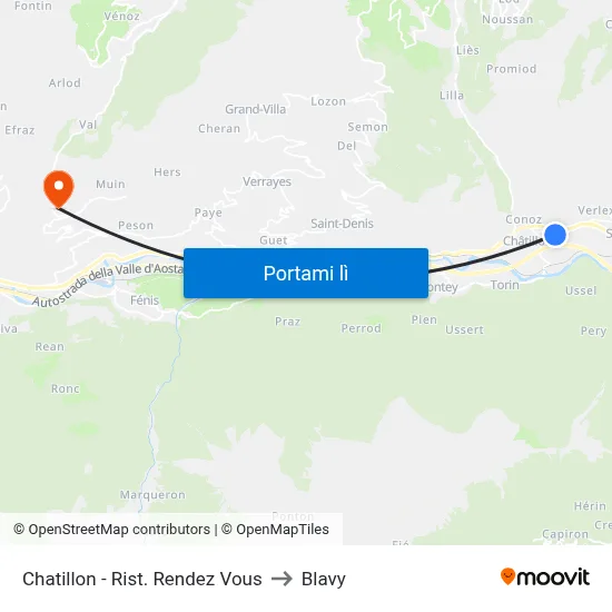 Chatillon - Rist. Rendez Vous to Blavy map