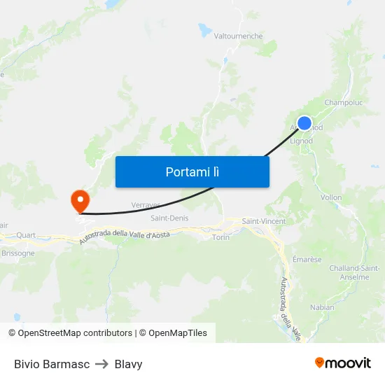 Bivio Barmasc to Blavy map