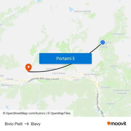 Bivio Pieït to Blavy map