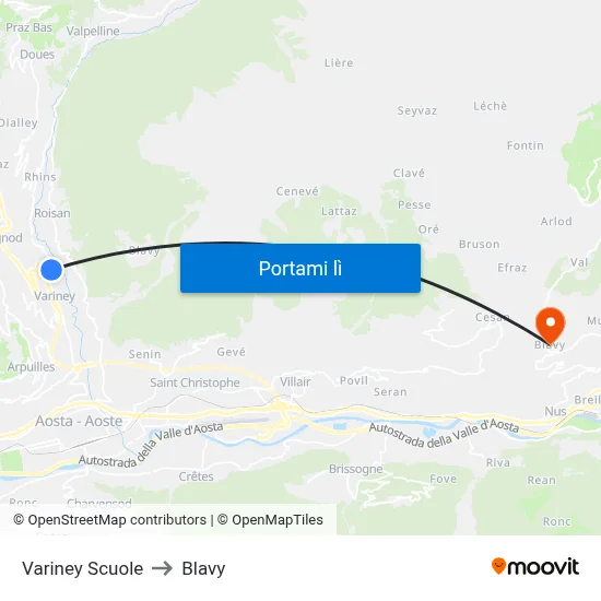 Variney Scuole to Blavy map