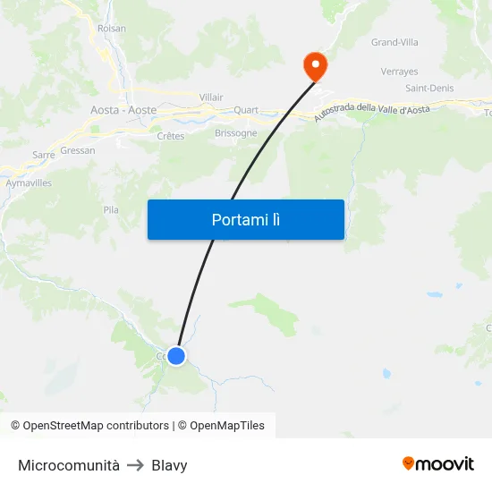 Microcomunità to Blavy map