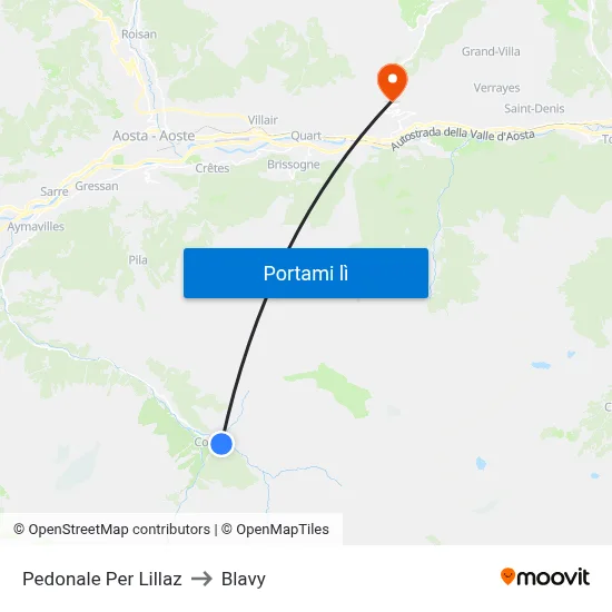 Pedonale Per Lillaz to Blavy map