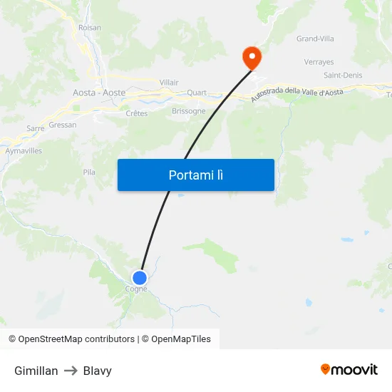 Gimillan to Blavy map