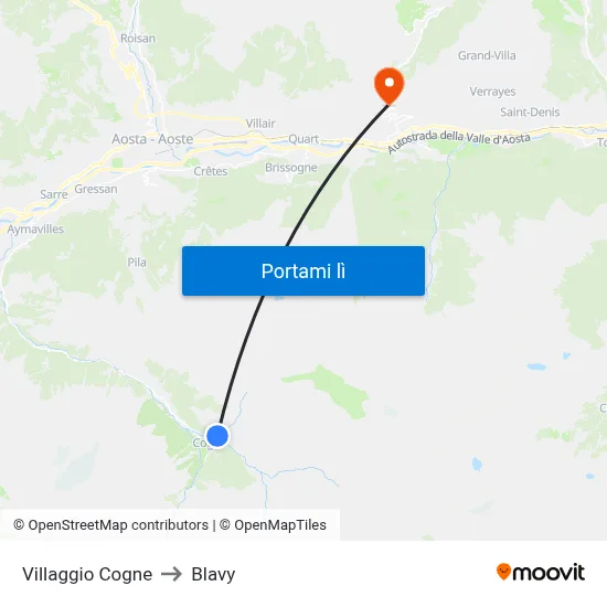 Villaggio Cogne to Blavy map