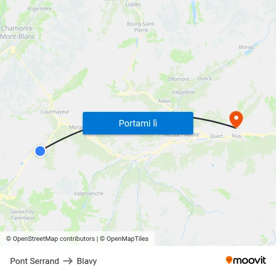 Pont Serrand to Blavy map