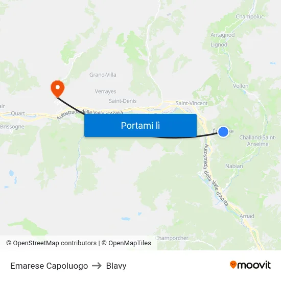 Emarese Capoluogo to Blavy map