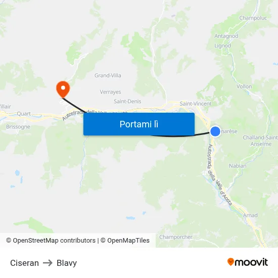Ciseran to Blavy map