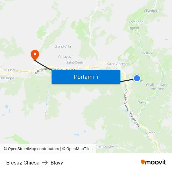 Eresaz Chiesa to Blavy map