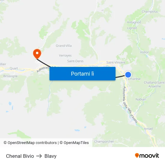 Chenal Bivio to Blavy map