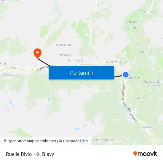 Ruelle Bivio to Blavy map