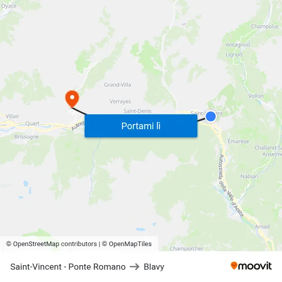 Saint-Vincent - Ponte Romano to Blavy map