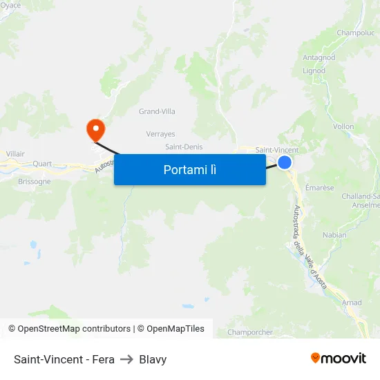 Saint-Vincent - Fera to Blavy map