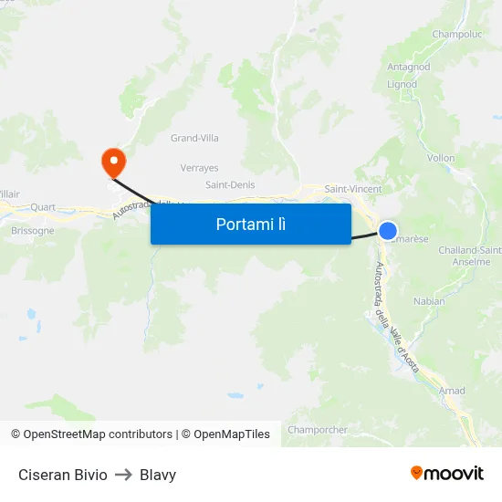 Ciseran Bivio to Blavy map
