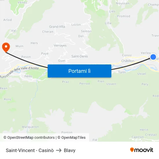 Saint-Vincent - Casinò to Blavy map