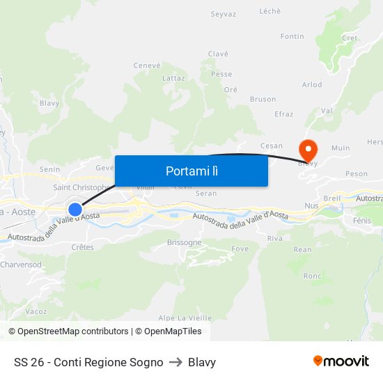 SS 26 - Conti Regione Sogno to Blavy map