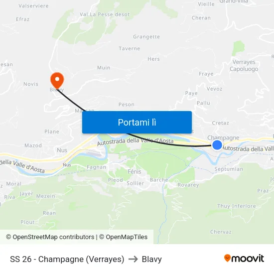 SS 26 - Champagne (Verrayes) to Blavy map