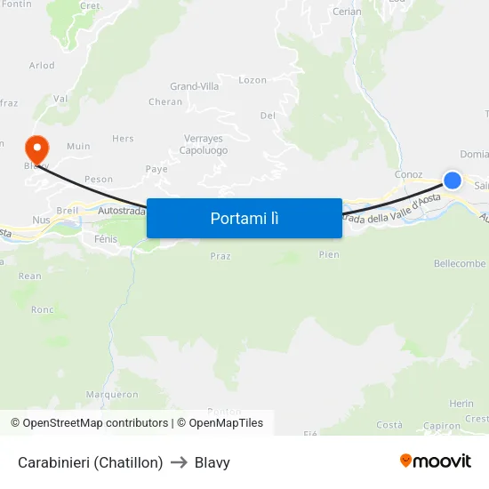 Carabinieri (Chatillon) to Blavy map