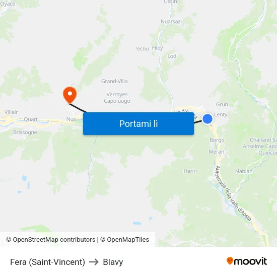 Fera (Saint-Vincent) to Blavy map